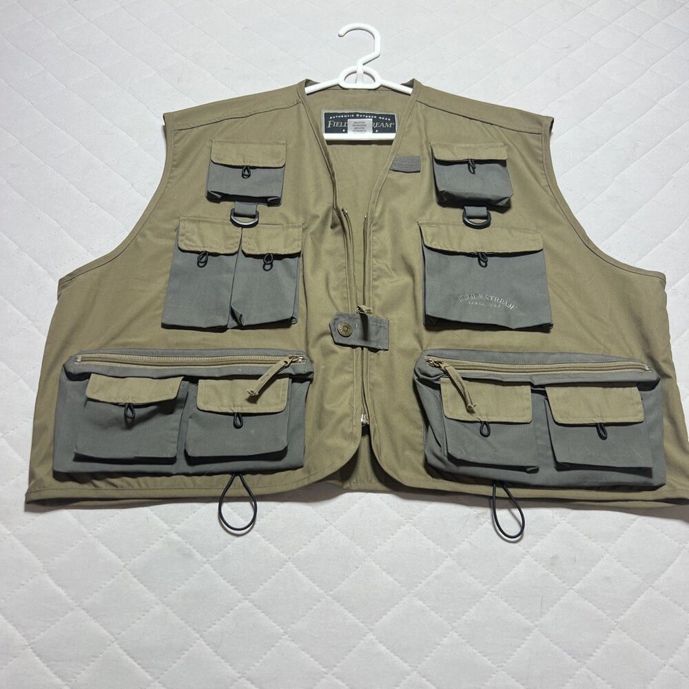 Field & Stream boy/girl Medium Beige Nylon Fishing Vest Pockets